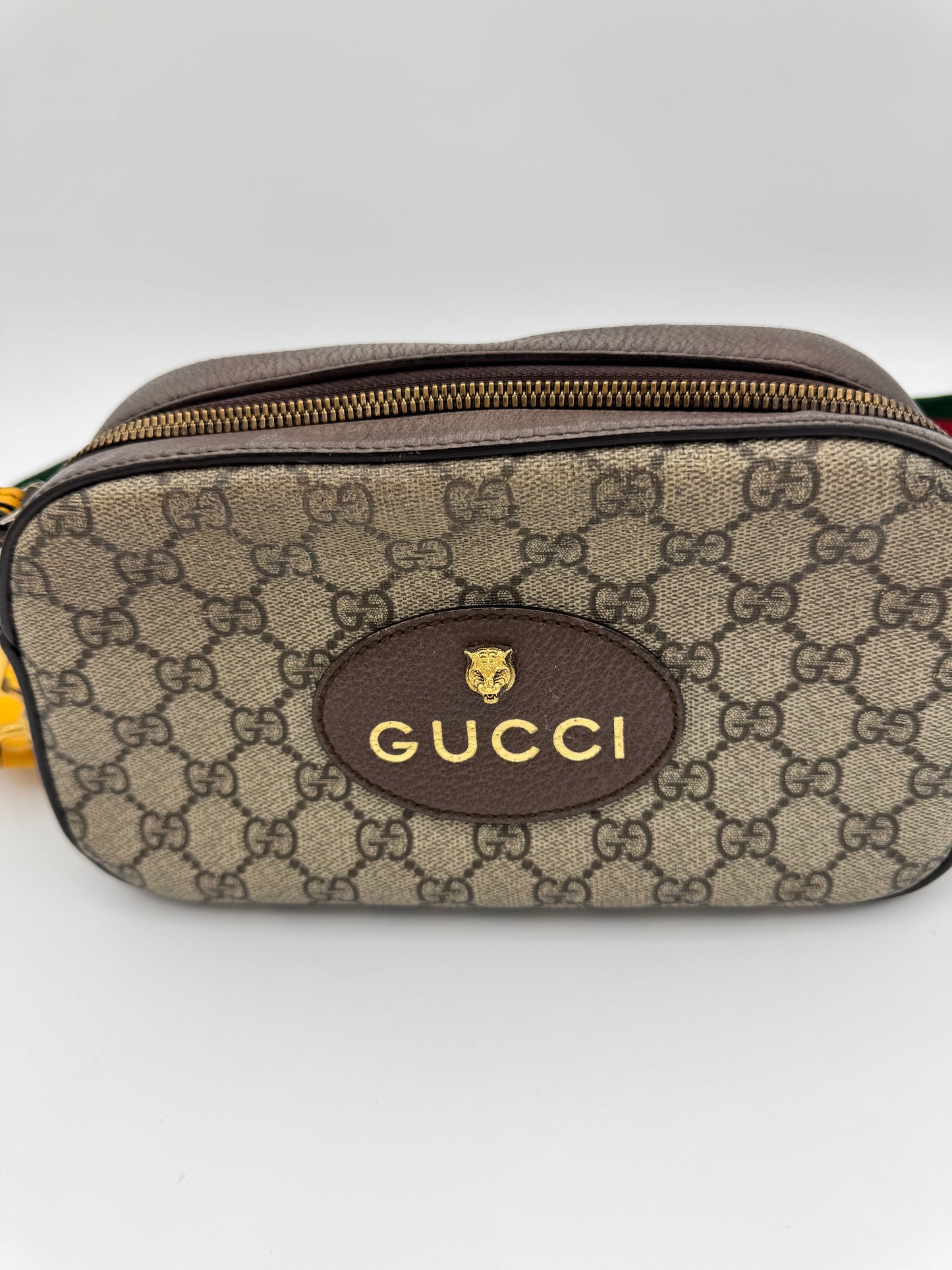 Gucci Neo Vintage GG Supreme Messenger Bag - Tiger Head Logo Canvas Crossbody