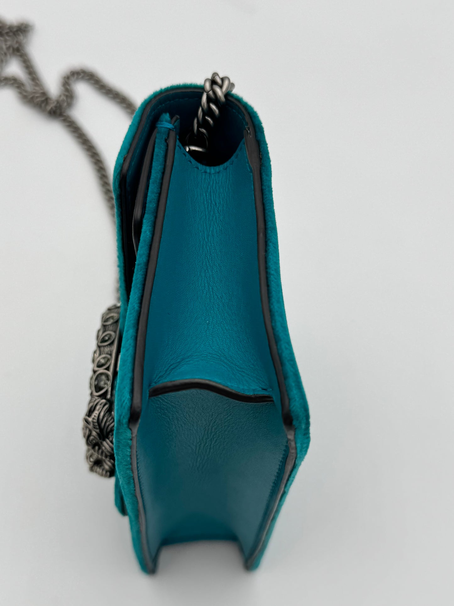 Gucci Dionysus Super Mini Bag - Teal Velvet & Crystal Hardware