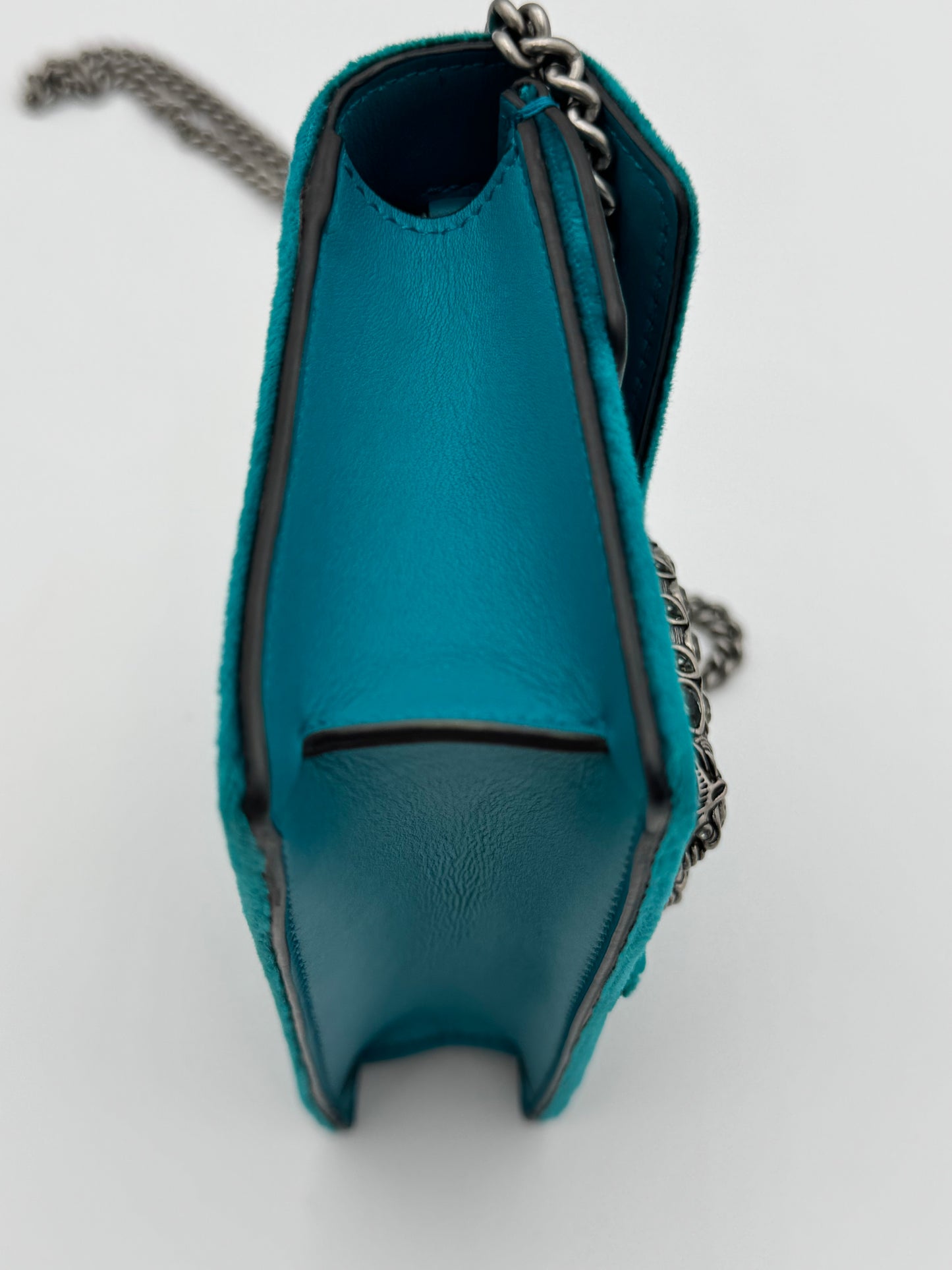 Gucci Dionysus Super Mini Bag - Teal Velvet & Crystal Hardware