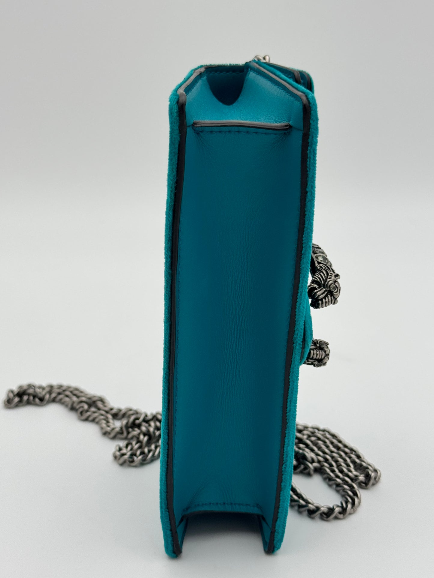 Gucci Dionysus Super Mini Bag - Teal Velvet & Crystal Hardware