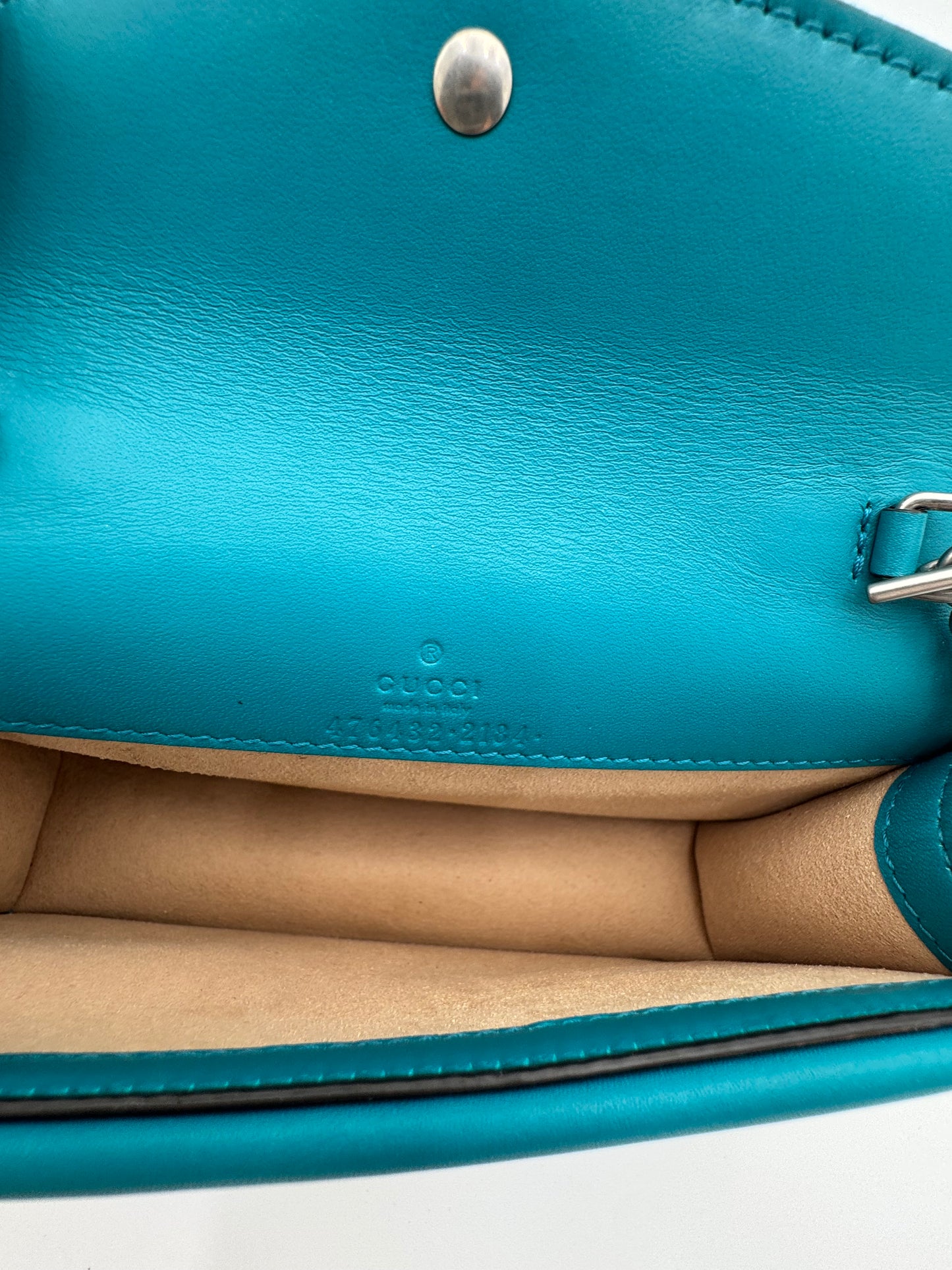 Gucci Dionysus Super Mini Bag - Teal Velvet & Crystal Hardware