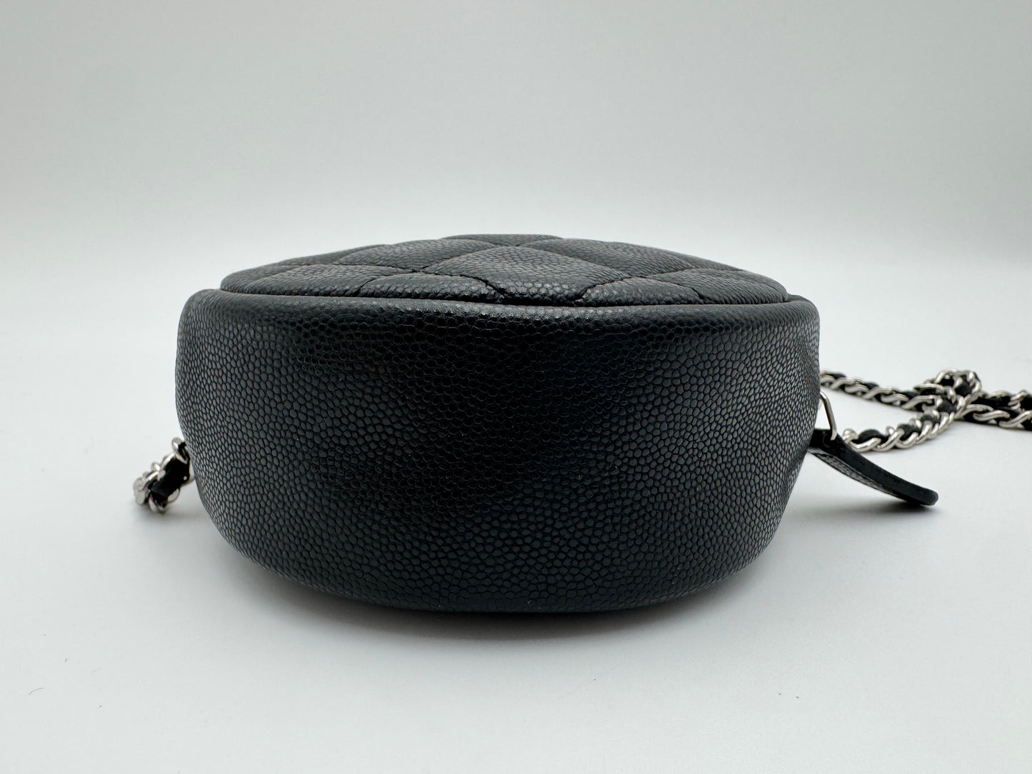 Chanel Classic Round Clutch with Chain - Black Caviar Leather SHW (26-Series)
