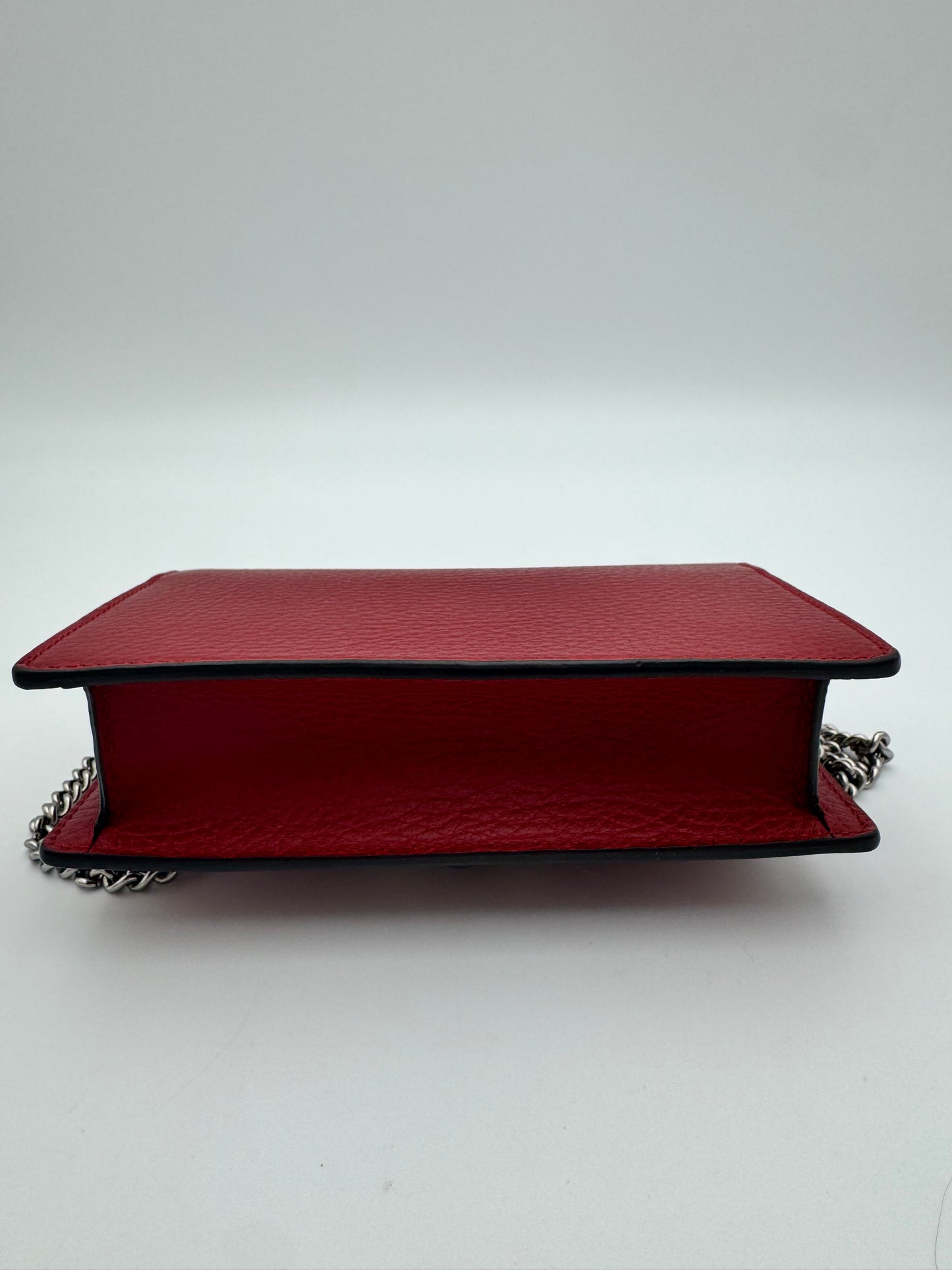Gucci Mini Dionysus Chain Wallet | Red Pebbled Leather | SHW | Authenticated