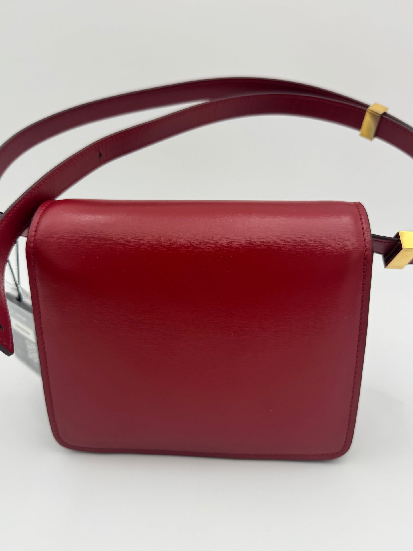 Celine Red Box Calfskin Medium Classic Box Flap Shoulder Bag