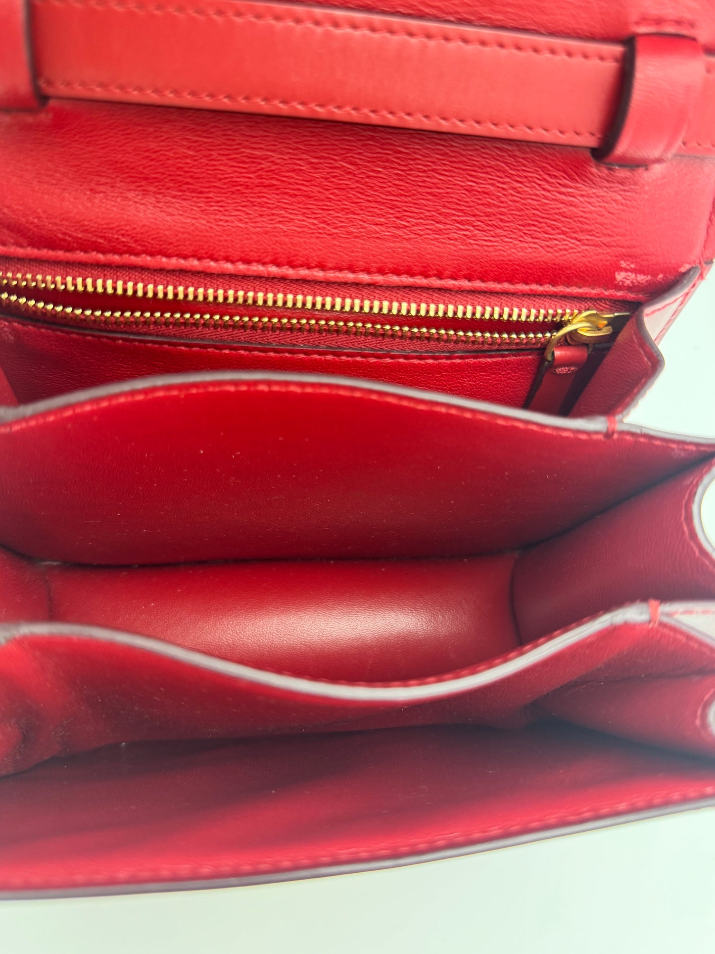 Celine Red Box Calfskin Medium Classic Box Flap Shoulder Bag