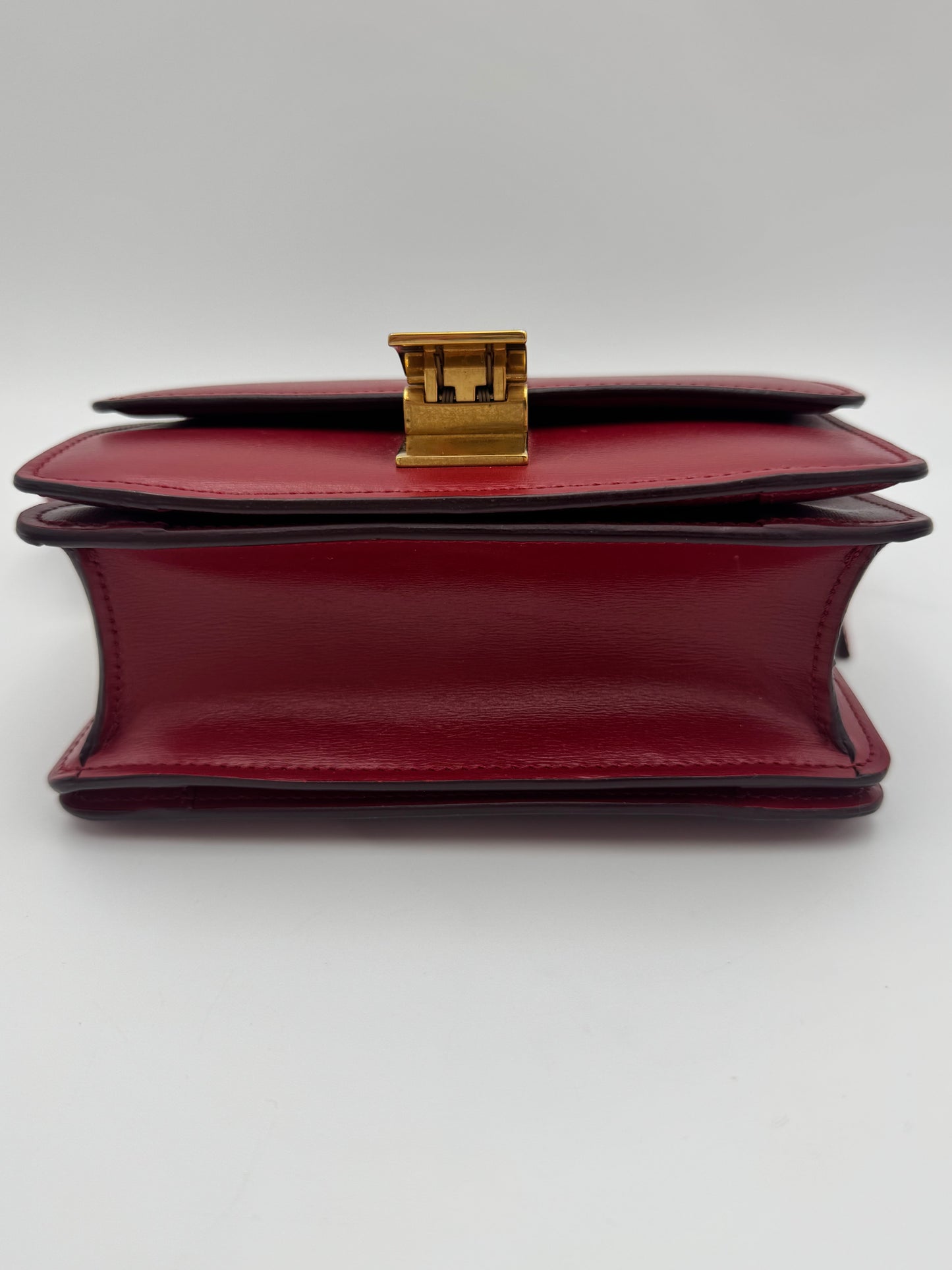Celine Red Box Calfskin Medium Classic Box Flap Shoulder Bag