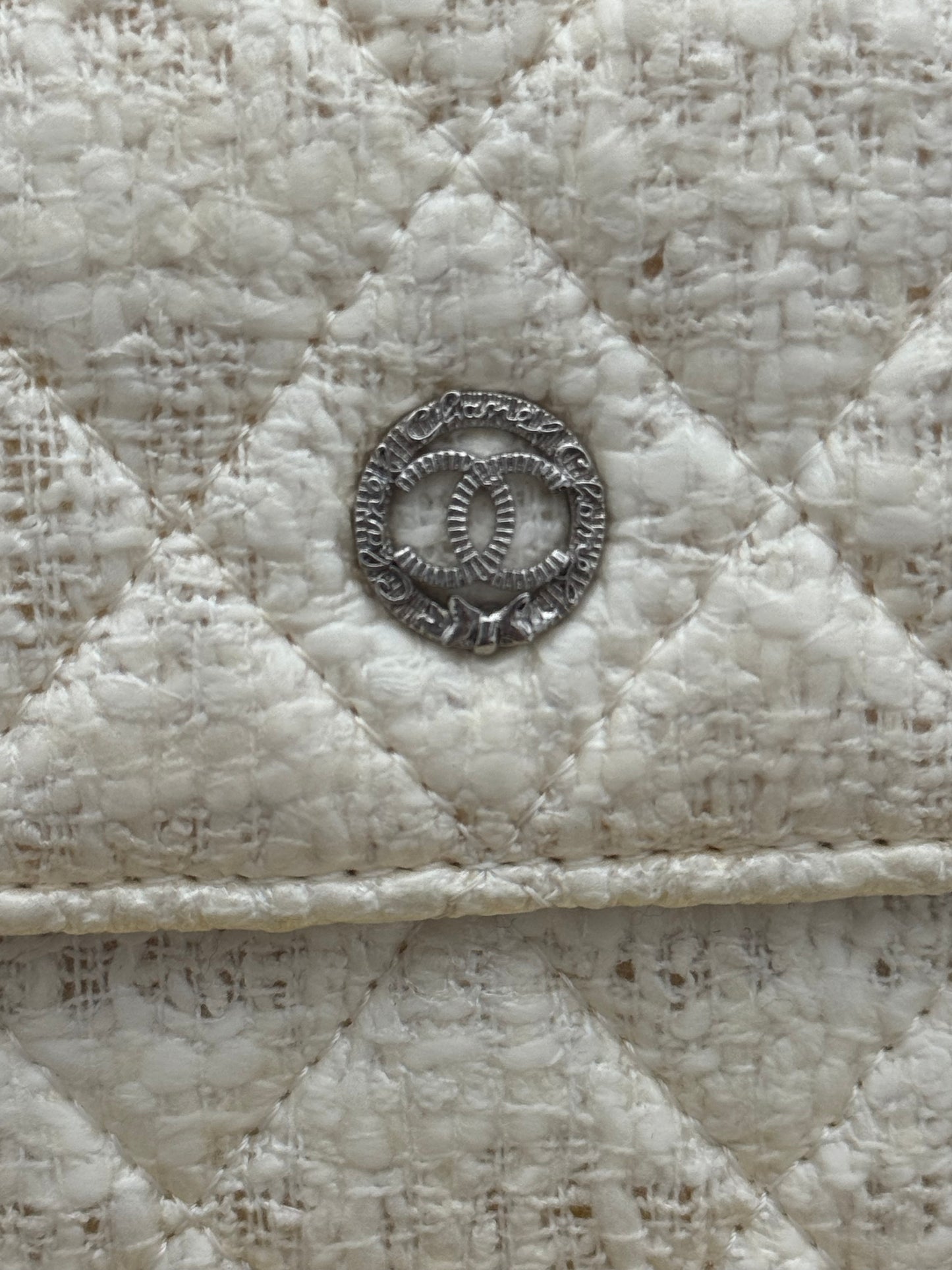 Chanel Vintage 2012-13 Coated Tweed Quilted Long Flap Wallet - Coco Button