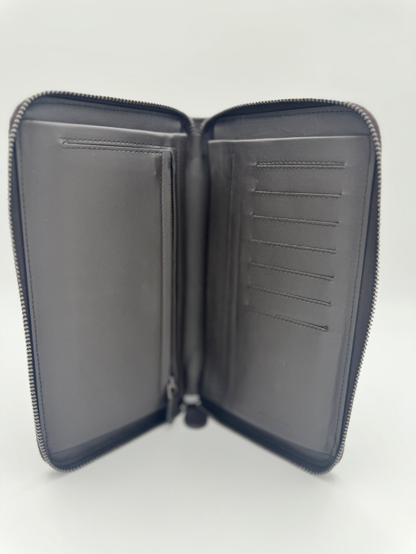 Bottega Veneta Intrecciato Leather Travel Wallet / Clutch - Dark Brown